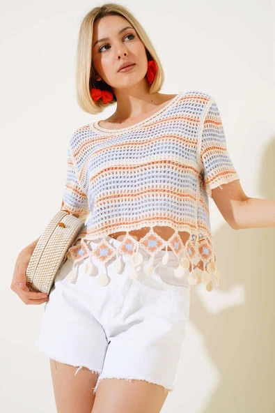 File Dantelli Bluz Oranj - Resim 2