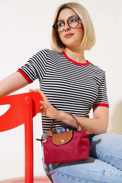Çizgili Kaşkorse T-shirt Siyah