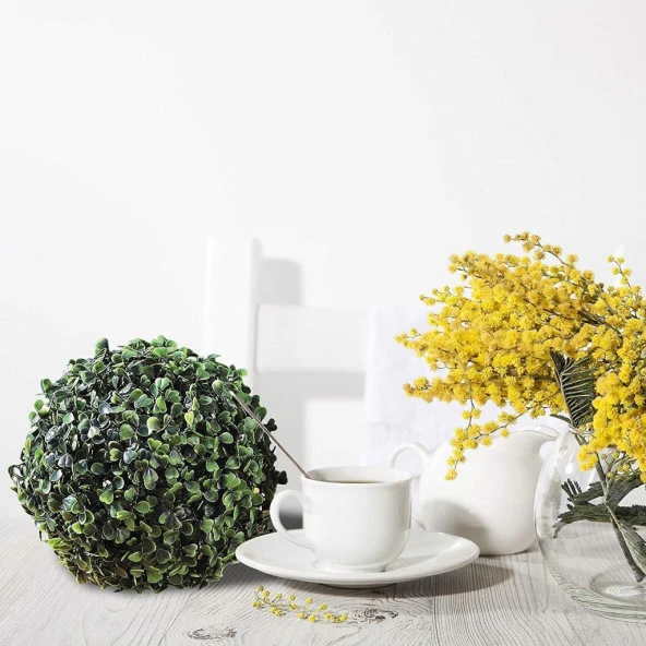 Nettenevime Yapay Çiçek Şimşir Top 36 CM Yeşil Top - Resim 5
