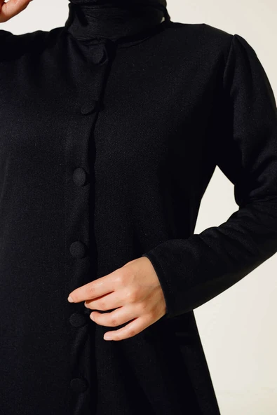 Boydan Düğmeli Tunik İkili Takım Siyah - 4