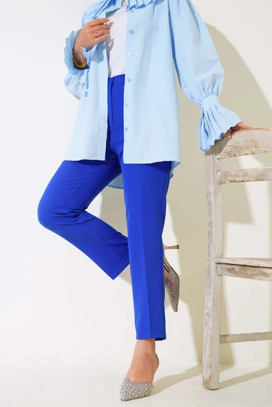 Yüksek Bel Kumaş Pantolon Saks ürün görseli 1