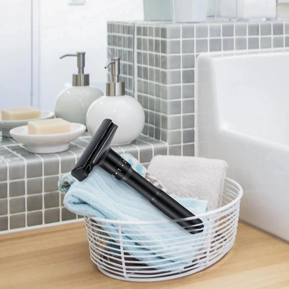 Valkyrie Metal Ayarlanabilir Manuel Geleneksel Tıraş Aleti Makinası 5 Jilet 6 Kademe Siyah - 6