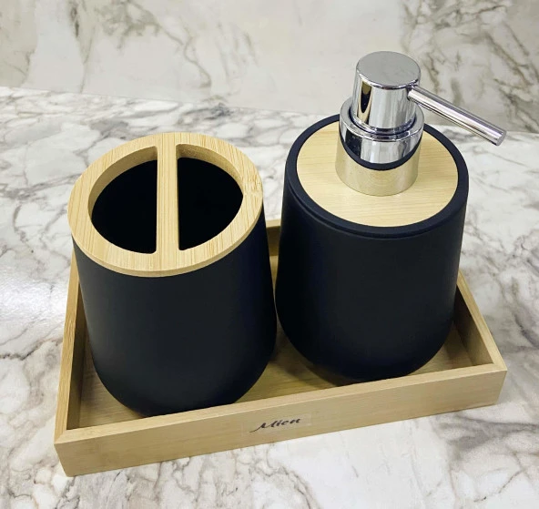 Modern Tasarım Banyo Seti 3 Parça Akrilik Siyah - 2