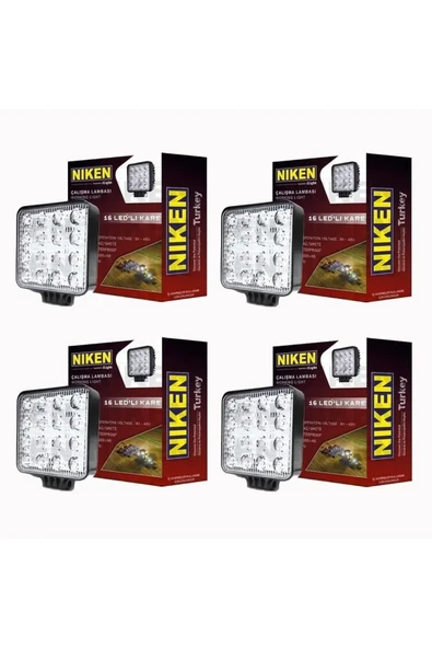 Niken 16 Led Kare Off Road Sis Farı Çalışma Lambası 4 Adet 12-24v 27w - 1