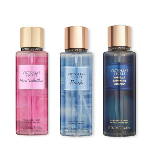 VICTORIA'S SECRET Pure Seduction-Rush-Vanilla Sapphire Orchid Vücut Spreyi Üçlü Set