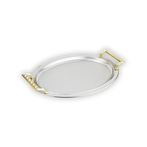 Schafer Ela 2 li Oval Çay Tepsisi-Platin02 - 4