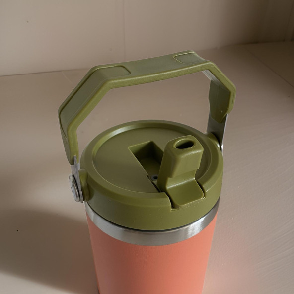 Charcoal Flip Straw Çift Duvar Yalıtımlı Paslanmaz Çelik  0.89 Lt  Pipetli Termos - 2