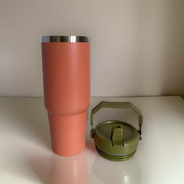 Charcoal Flip Straw Çift Duvar Yalıtımlı Paslanmaz Çelik  0.89 Lt  Pipetli Termos - 3