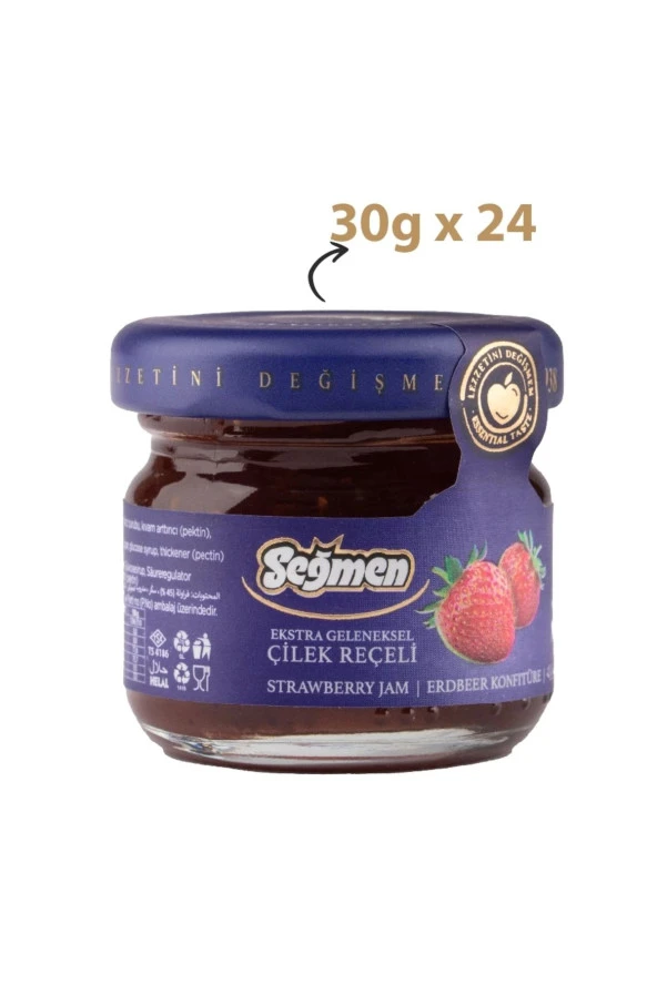 Seğmen Çilek Reçeli Kavanoz 30g (24’lü)