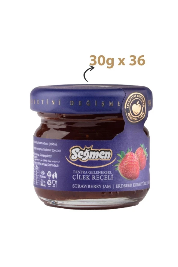 Seğmen Çilek Reçeli Kavanoz 30g (36'LI)