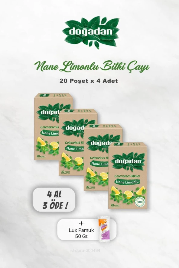 Doğadan Nane Limonlu Bitki Çayı 4 Al 3 Öde Ve Pamuk