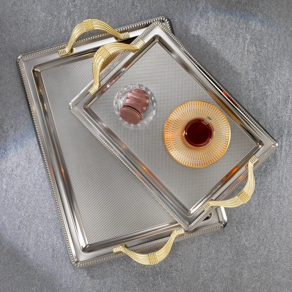 Schafer Ela 2 li Dikdörtgen Çay Tepsisi