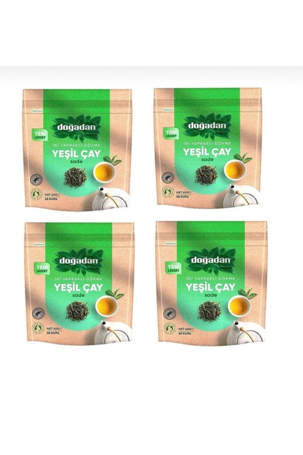 Doğadan BHR TEM-Doğadan iri yaprakli dökme yeşil çay sade 60 Gr*4 adet