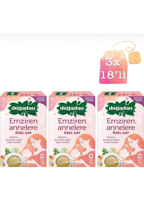 Doğadan BHR TEM -Doğadan Bitki Çayı Emziren Annelere Özel Çay 18'li X 3 Adet