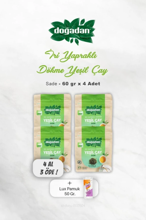 Doğadan Dökme Yeşil Çay Sade 60 gr 4 Al 3 Öde Ve Pamuk