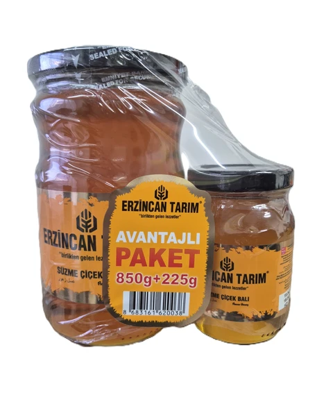 Erzincan Tarim Bal Çiçek Balı Flower Honey 850 Gr + 225 G Hediye