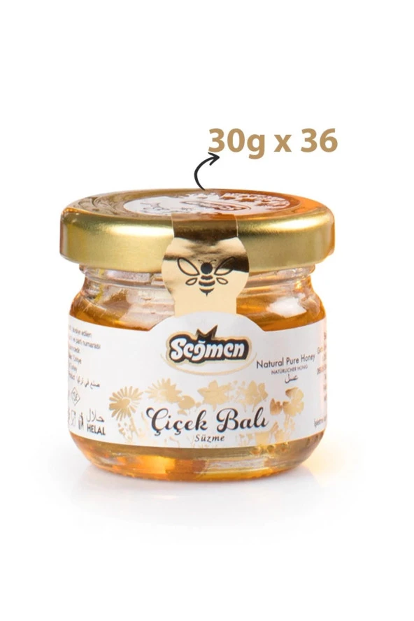 krcfood Süzme Çiçek Balı Cam Kavanoz 30g (10 Adet)