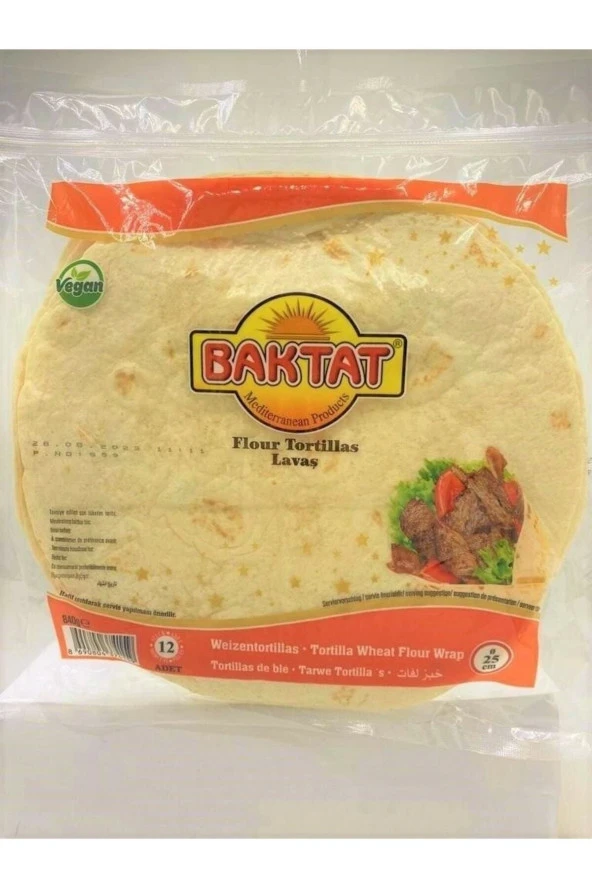 Baktat Flour Tortillas Tortilla Ekmeği Lavaş 25 Cmx12 Adet 840 Gr.