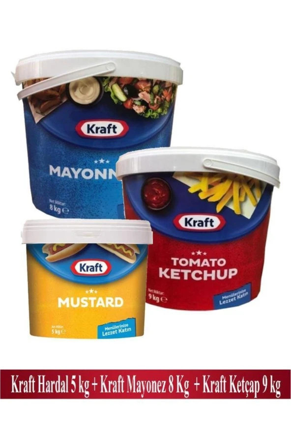 edukkanim Kraft Ketçap 9kg X 1 Adet + Kraft Mayonez 8 Kg X 1 Adet + Kraft Hardal 5kg X 1 Adet