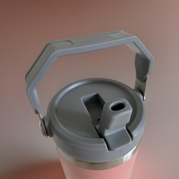 Charcoal Flip Straw Çift Duvar Yalıtımlı Paslanmaz Çelik  0.89 Lt  Pipetli Termos - 2