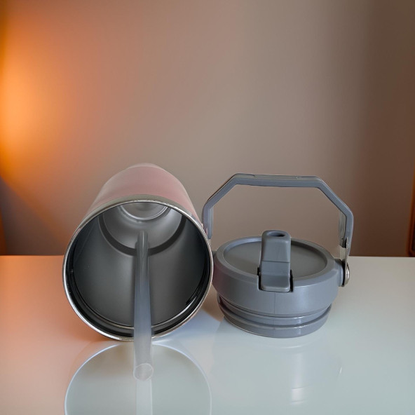 Charcoal Flip Straw Çift Duvar Yalıtımlı Paslanmaz Çelik  0.89 Lt  Pipetli Termos - 3