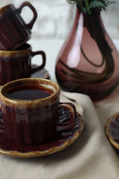 Keramika Shizen Mürdüm Sirius Çay Takımı 12 Parça 6 Kişilik Q45 - 3