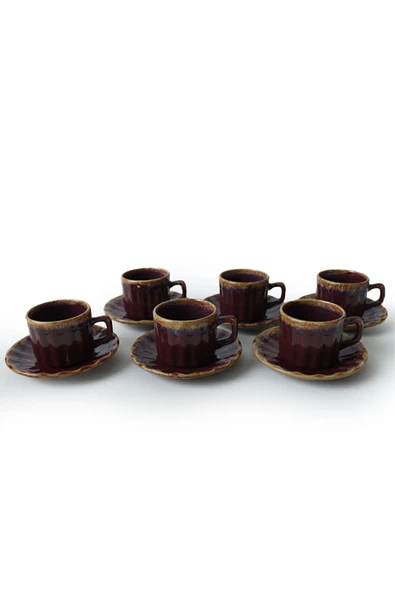 Keramika Shizen Mürdüm Sirius Çay Takımı 12 Parça 6 Kişilik Q45 - 6