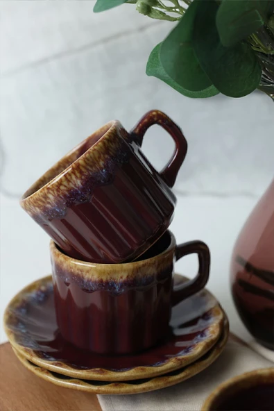 Keramika Shizen Mürdüm Sirius Çay Takımı 12 Parça 6 Kişilik Q45 - 4