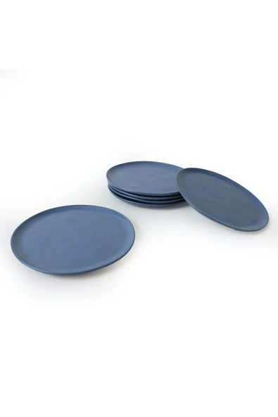 Keramika Mat Mavi Sardes Pasta Tabağı 22 Cm 6 Adet 399 - Resim 5