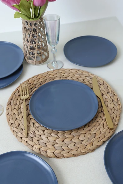 Keramika Mat Mavi Sardes Pasta Tabağı 22 Cm 6 Adet 399 ürün görseli 1