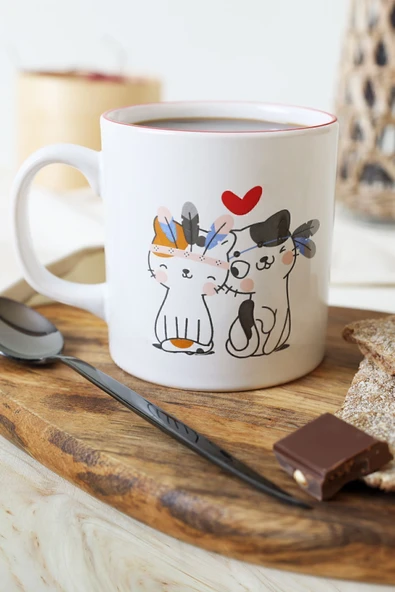 Keramika Keraart Cat Love Silindir Kupa 10 Cm - Resim 2