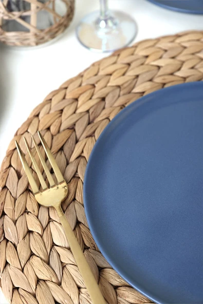 Keramika Mat Mavi Sardes Pasta Tabağı 22 Cm 6 Adet 399 - Resim 4