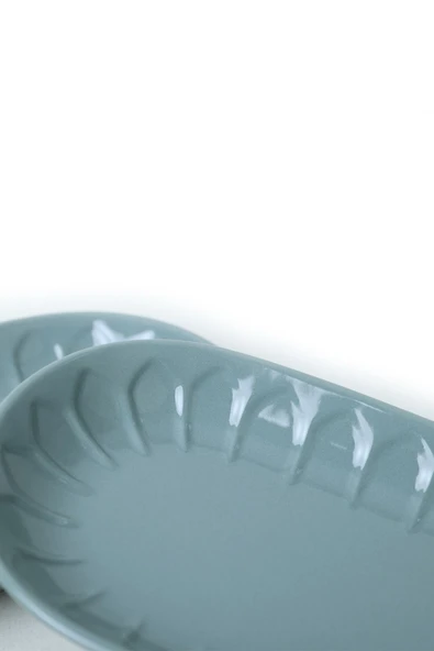 Keramika Yeşil Badem Kayık Tabak 25 Cm 2 Adet 326 - Resim 6