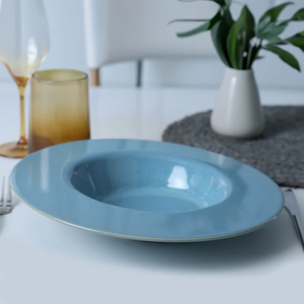 Keramika Granit Turkuaz İnclined Makarna Tabağı 28 Cm Q07