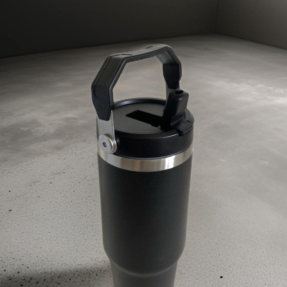 Charcoal Flip Straw Çift Duvar Yalıtımlı Paslanmaz Çelik  0.89 Lt  Pipetli Termos - 2
