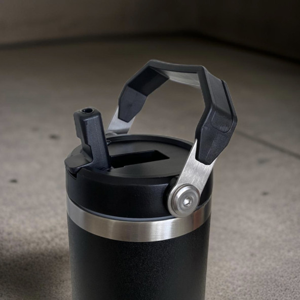 Charcoal Flip Straw Çift Duvar Yalıtımlı Paslanmaz Çelik  0.89 Lt  Pipetli Termos - 3