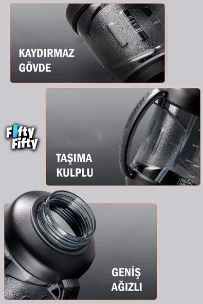 TKK 2000 ML Tek Kapak Çift Kullanım Pipetli/Rahat İçim Tritan Su Matarası-FFTKK1028-2000ML - 6