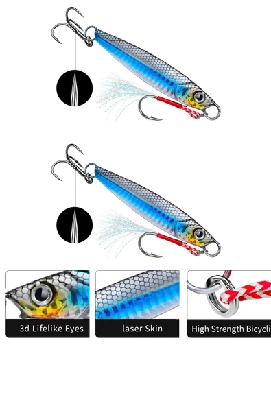 Jig Yem 2 Adet Rapala Lures Yapay Yem Suni yem 21Gr 7cm Lrf Spin Avı Yem Asist KancalıYem - 3