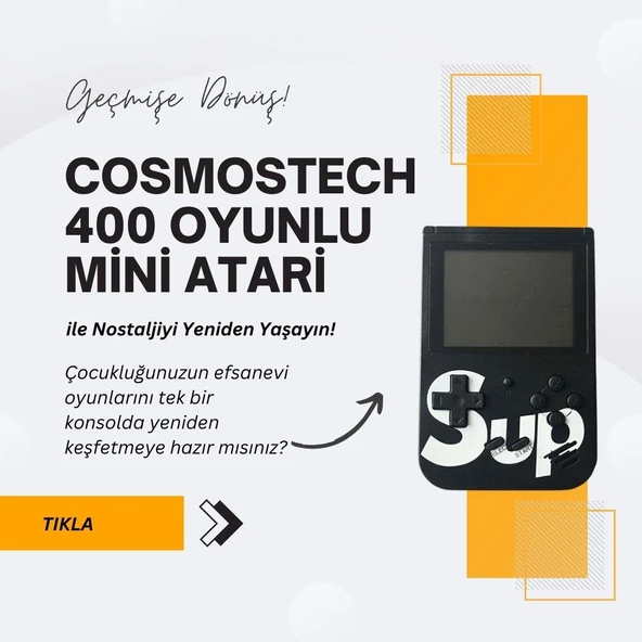Cosmostech Sup Game Box Plus 400 Oyunlu Taşınabilir Mario Oyunlu Retro El Atarisi Siyah - 9