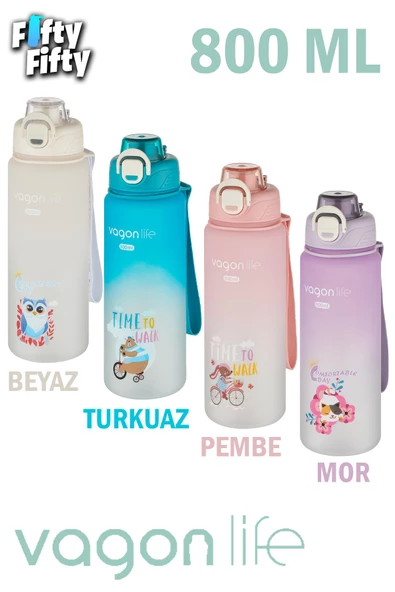 Vagonlife 800 ml Figürlü Su Matarası Çift Kullanım Pipetli Ve Rahat İçim Sticker Hediyeli-FFVGN-2352NEW800 - 4