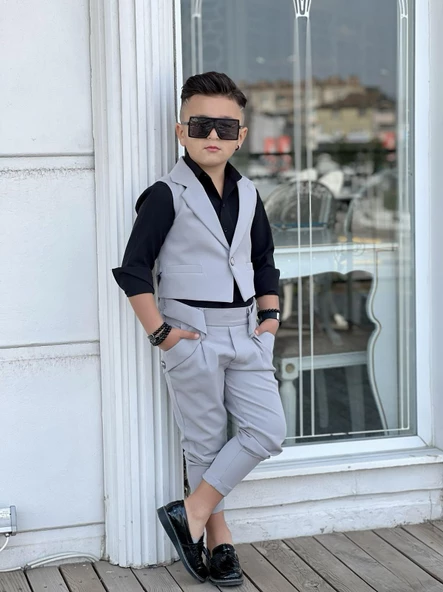 Uğurböceğiçocuk Vildan Yelekli 3'Parça Erkek Çocuk Takım - 4
