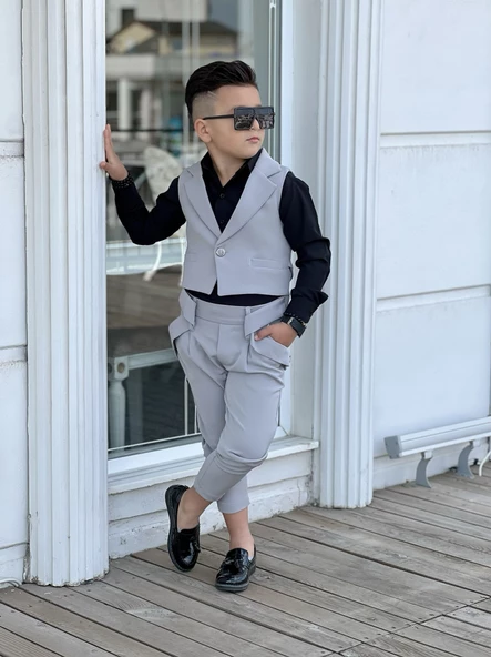 Uğurböceğiçocuk Vildan Yelekli 3'Parça Erkek Çocuk Takım - 9