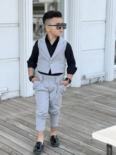 Uğurböceğiçocuk Vildan Yelekli 3'Parça Erkek Çocuk Takım - 10