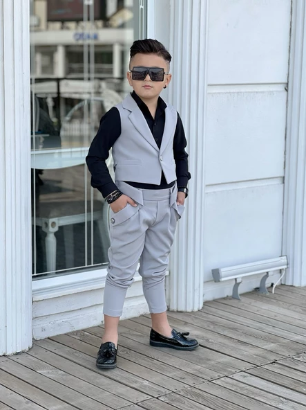 Uğurböceğiçocuk Vildan Yelekli 3'Parça Erkek Çocuk Takım - 2