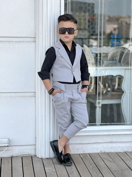 Uğurböceğiçocuk Vildan Yelekli 3'Parça Erkek Çocuk Takım - 8