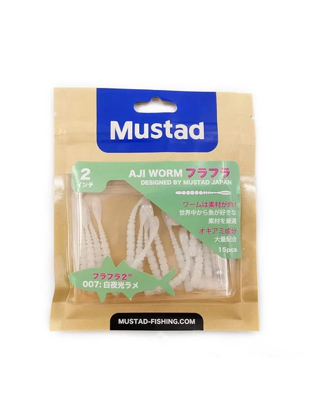 Mustad Aji Worm Fla-Fla LRF Silikon Yem 5cm 15 Adet - Resim 2