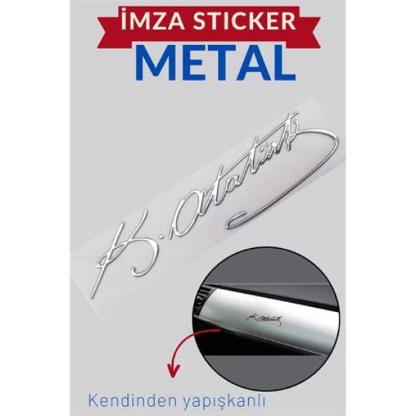 Metal 8.5 Cm Atatürk İmzası Sticker