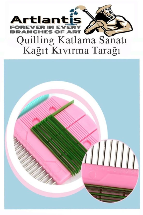 Quiling Tarağı 1 Adet Quling Kağıt Şekillendirme Tarağı Plastik Sap Metal Uç 8x15 cm - 3