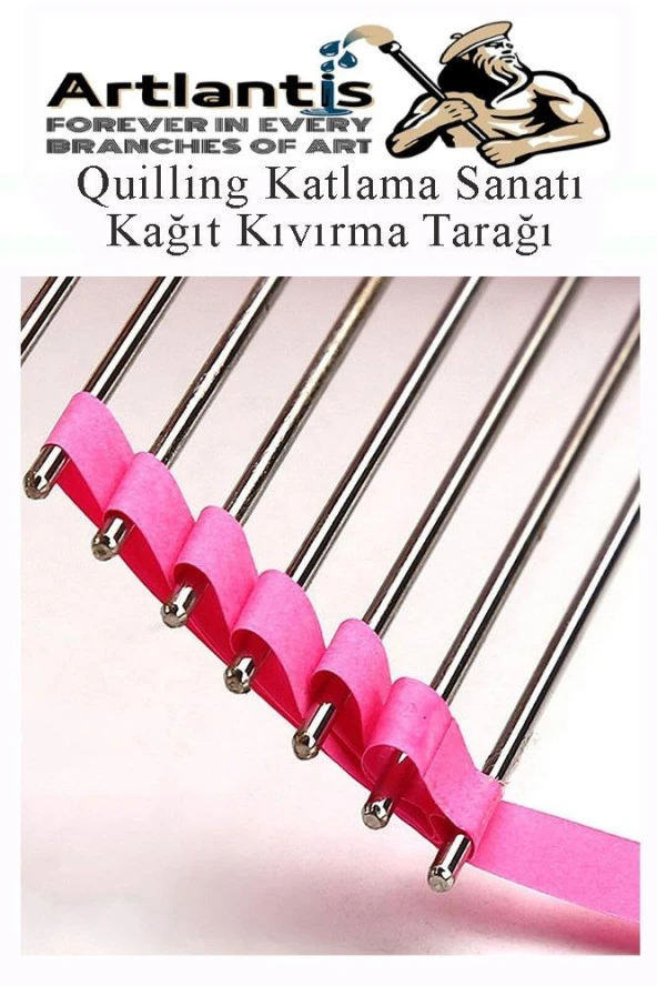 Quiling Tarağı 1 Adet Quling Kağıt Şekillendirme Tarağı Plastik Sap Metal Uç 8x15 cm - 4