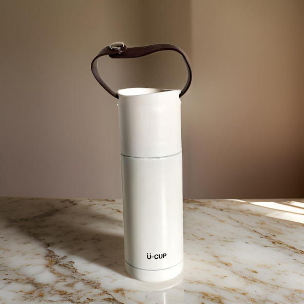 Stainless Steel Bardaklı Kayışlı 350 Ml Günlük , Şık, Modern , Hediyelik Termos . - 5